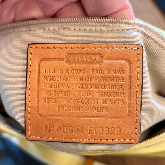 Coach Hampton Weekend Swing Crossbody Purse in Sunny Yellow Satin Fabric - Picture 12 of 14